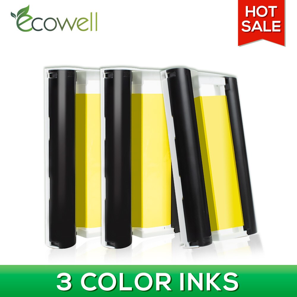 ECOWELL compatible for Canon Selphy CP1200 CP1300 CP910 CP900 Photo Printer Ink Cassette ribbon cassette KP 108IN KP 36IN: 3 color inks