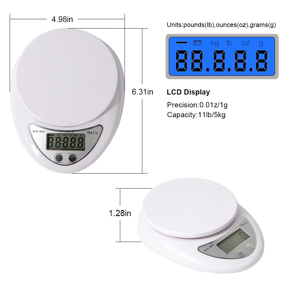 5kg Portable Kitchen Scale Digital Scale For Precise Cooking Baking Balance LED Electronic Scales