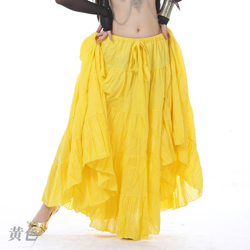 Falda larga de gitana para mujer, falda de danza del vientre, falda Tribal para danza del vientre de 16 metros, falda de ATS, Ropa de baile para adultos: Yellow