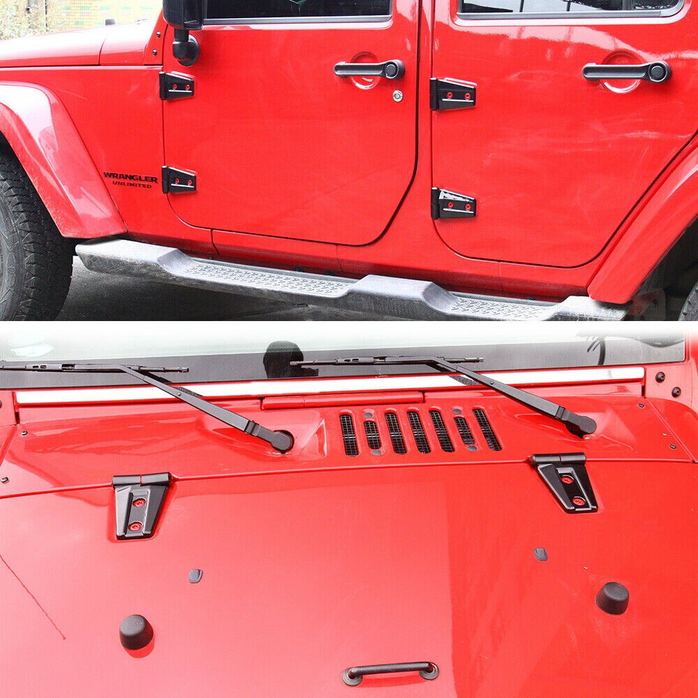 10pcs Hood & Door Hinge Cover Multifunction Fits For Wrangler JK JKU 2007 Unlimited Accessories For Most Car Devices