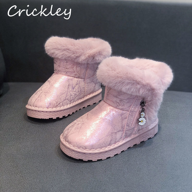 Inverno crianças meninas botas grossas de pelúcia botas de neve para a criança meninas camurça confortável manter quente moda crianças meninas botas