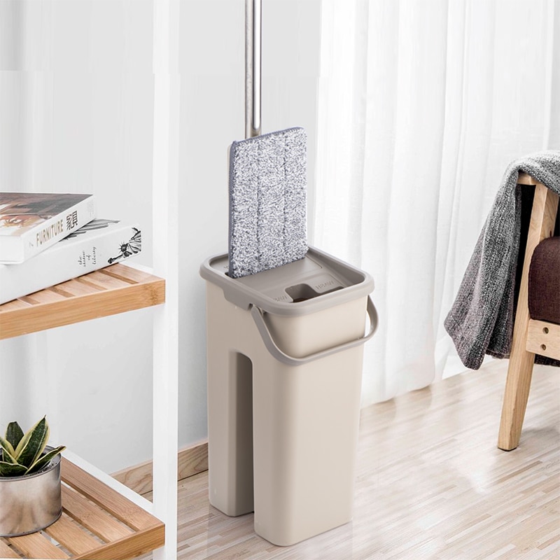 Flache Squeeze Mop und Eimer Hand Freies Auswringen Boden Reinigung Mikrofaser Mopp Pads Nass oder Trocken Nutzung auf Hartholz Laminat fliesen