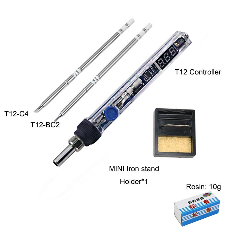 T12 electric soldering iron kit mini portable T12 soldering iron Tips tools Adjustable temp LED digital soldering station: WITH 2 T12 TIPS
