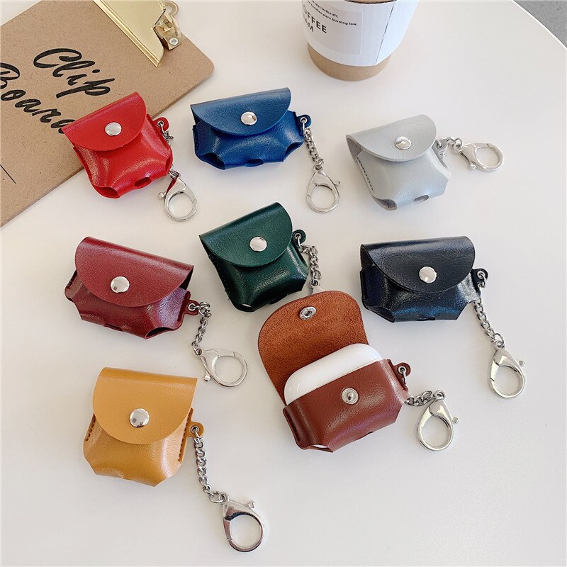 Mode Eenvoudige Lederen Handtas Voor Airpods Case Bluetooth Oortelefoon Beschermende Gevallen Luxe Lanyard Voor Airpods Accessoires Funda