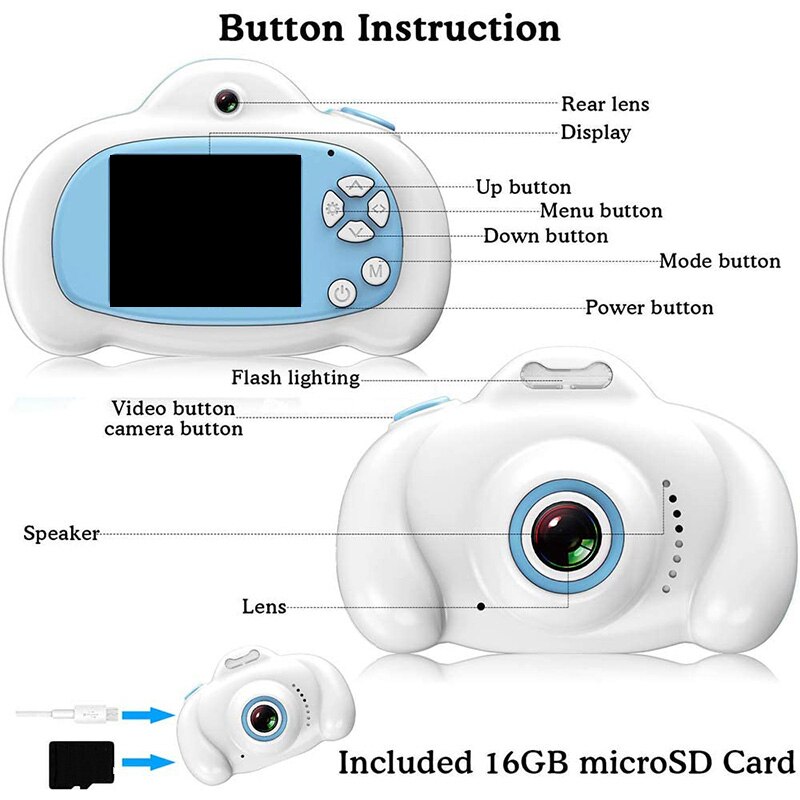 freundlicher Digital Kamera Für Mädchen Jungen, freundlicher Video Kamera Recorder Kamera Stoßfest 8MP HD Kleinkind Kameras (32GB)