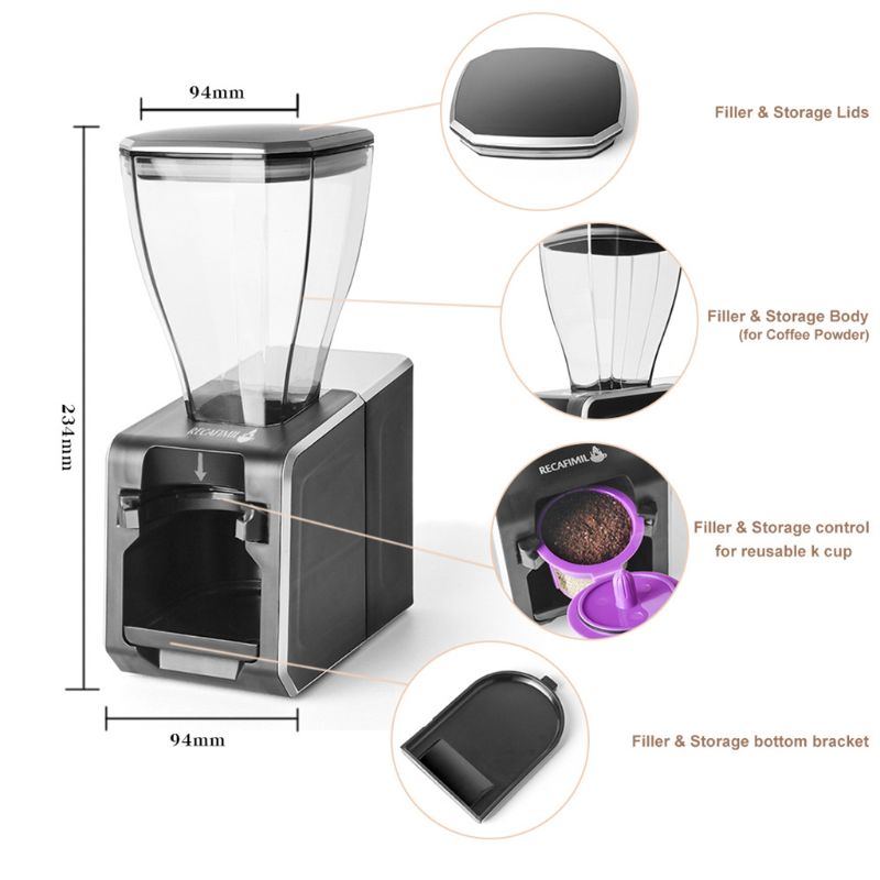 Halvautomatisk kaffefyldningsmaskine keurig k kop matchende opbevaring og påfyldning