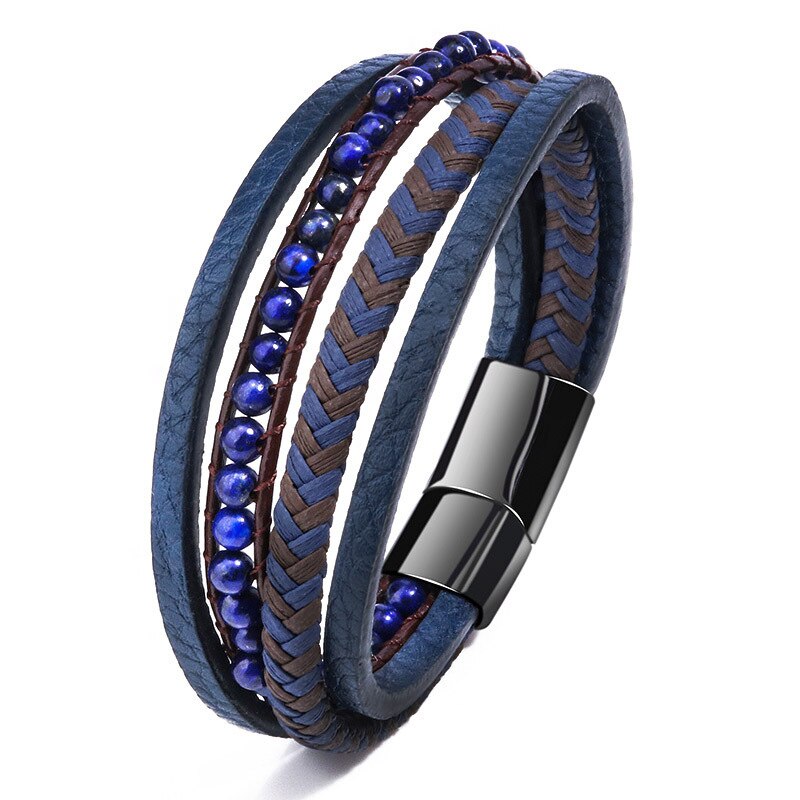 2022 Punk Lederen Armband Mannen Classic Multi Layer Magnetische Gesp Lederen Armband Voor Mannen Sieraden: 6