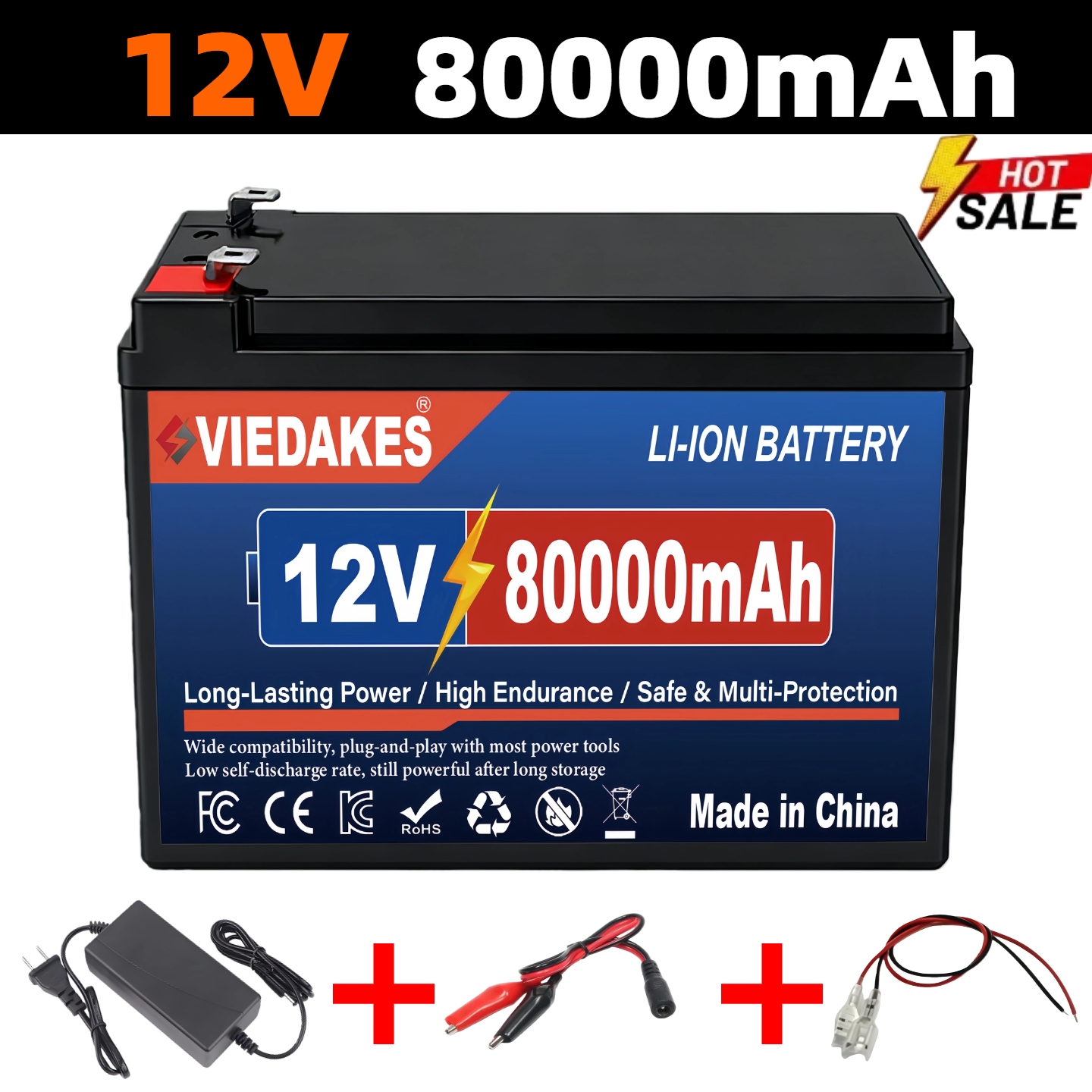100Ah Deep Cycle 12V LiFePO4-batterij - compact voor kamperen RV zonne-boot elektrische rolstoel trollingmotor: Geel