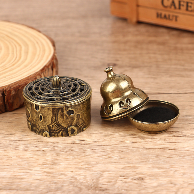 Quemador de incienso de flor de loto, soporte de Buda budista, Mini incensario de sándalo de latón, artesanía de Metal, decoración del hogar