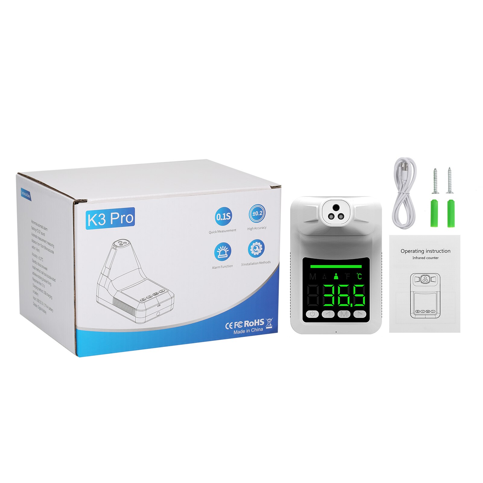 Non-Contact Digitale Voorhoofd Thermometer Muur Gemonteerde Infrarood Thermometer Statief Beugel Lichaam Temperatuur Meting Meter