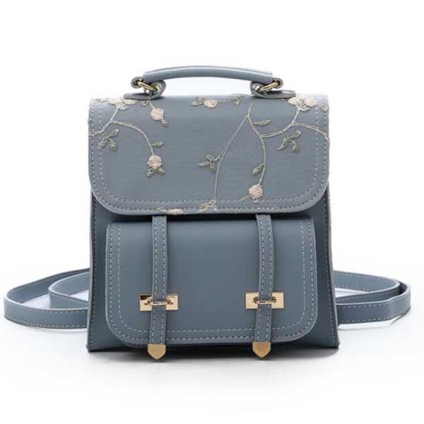 MoneRffi sac à dos scolaire adolescentes de en cuir femmes sac à bandoulière sac à dos broderie florale sac à dos: deep blue