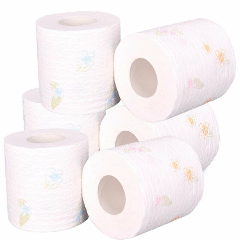 4 Ply 6 Rolls Home Bath Paper Toilet Paper Bulk Rolls Bath Tissue Paper Household Bathroom Soft Toilet Paper