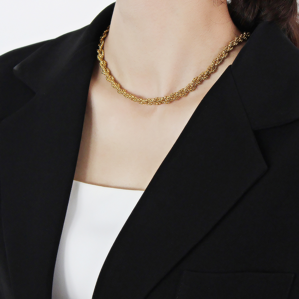 Trendy Box Collier Rvs Voor Mannen Gouden Kleur Touw Curb Link Choker Sieraden 2022