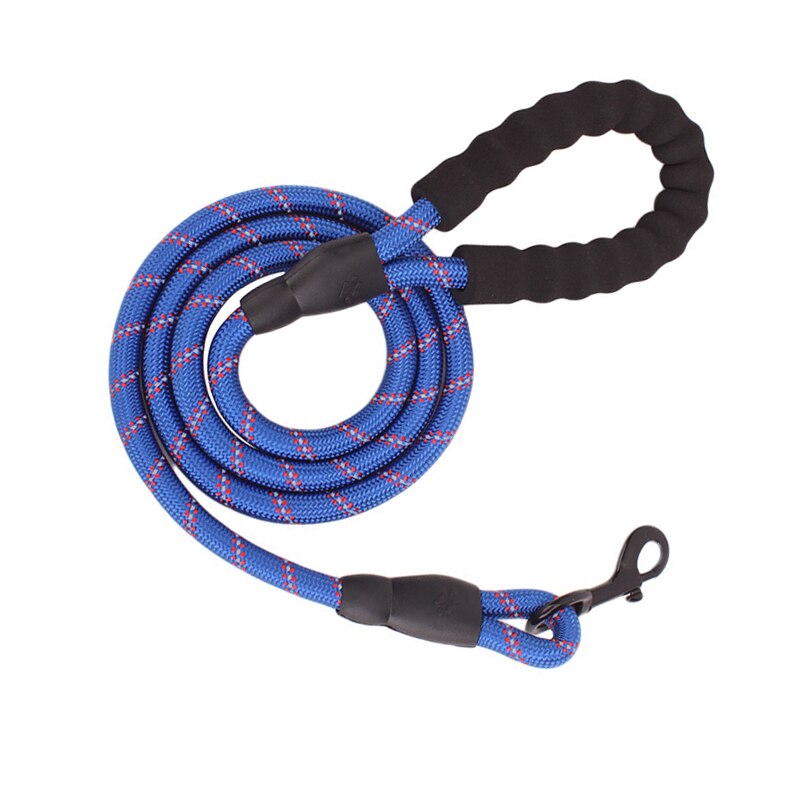 1.5M 2M 3M zabawka-sznurek dla psa Nylon okrągły odblaskowy smycz dla dużego psa wzmocnienie haka dużego psa uprząż do prowadzenia z wygodny uchwyt: Deep blue / 500cm