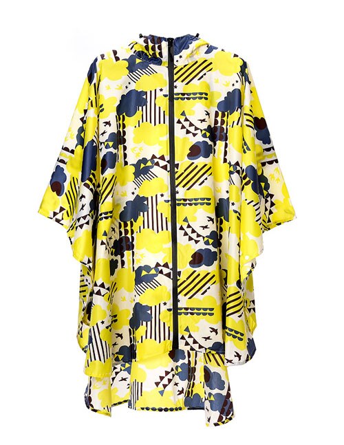 Monitoiminen värikäs unisex -ulkomatka vedenpitävä sadetakki poncho -reppu sadesuoja pyöräilyä rankkasateessa: Keltainen pilvi