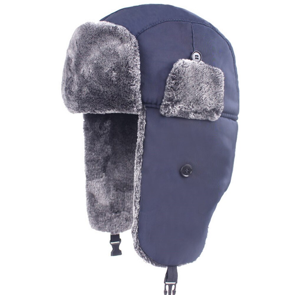 Unisex Bomber Fur Lined Winter Trapper Hat Hat Windproof Simple Ear Flap Caps Thicken Waterproof Warm