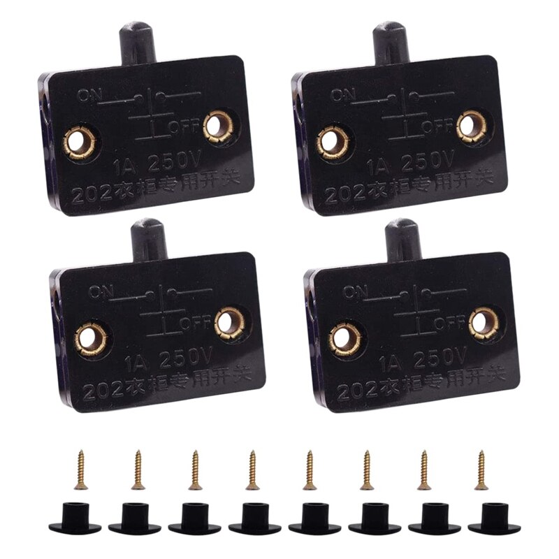 4 Stck Schrank Tür Schalter Schrank Lampe Schalter Schubladen Öffnen auf Schließen Tür Anwendbar zu 12V 24V 110V: Schwarz