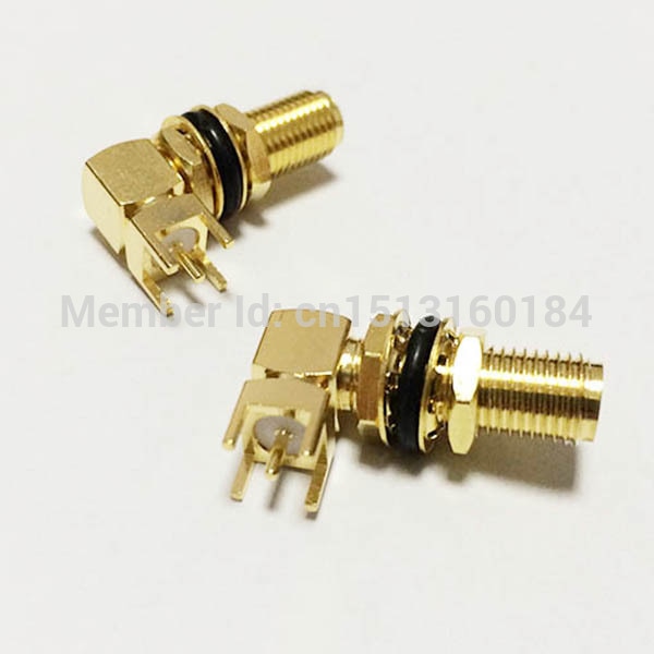 1 pc SMA Fêmea porca Jack RF Coax Modem Conversor Conector PCB mount anel Ângulo Direito Goldplated NOVO atacado