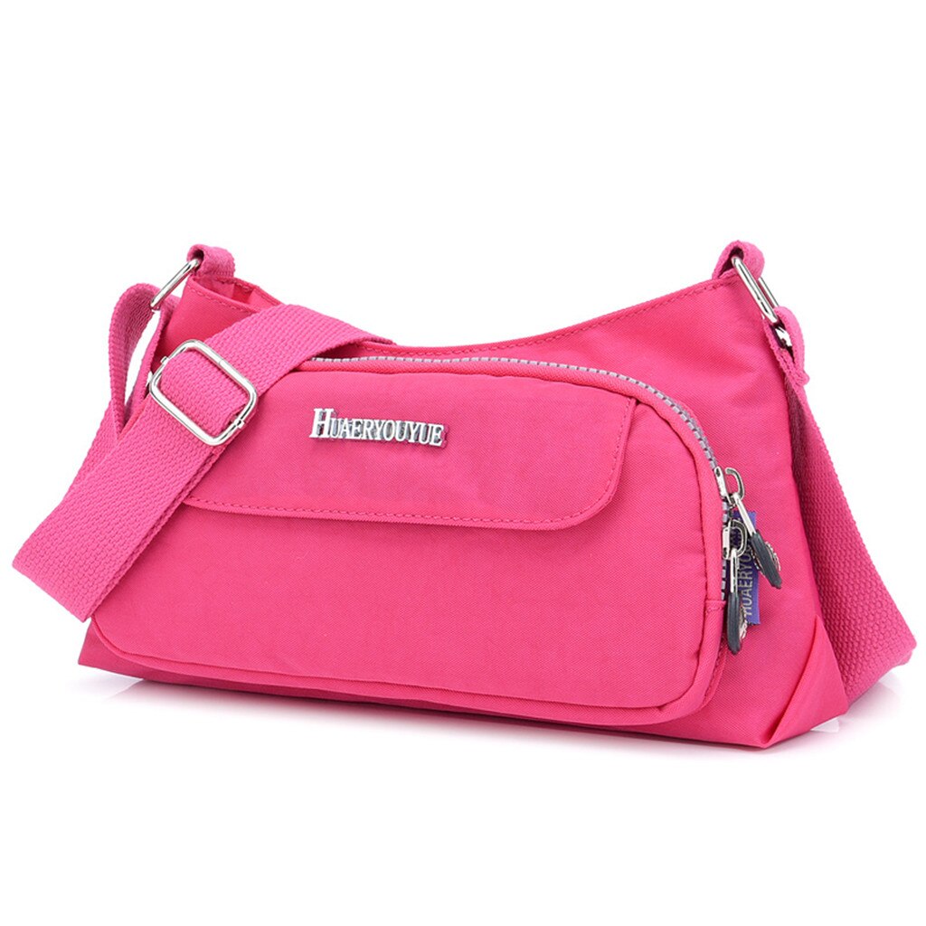 Women Nylon Available Shoulder Bag Waterproof Daily Crossbody Bag Woman Business Handbag Travel Pack Bolsa In stock #YJ: Hot Pink 