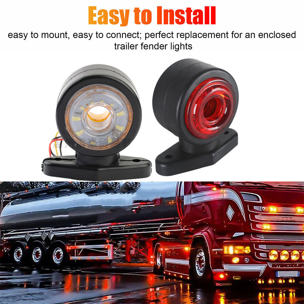 2PCS LED Side Marker 24v LED Truck Lights Trailer Lamp Outline Marker LED Truck Light Van Trailer Side Marker Light 12V
