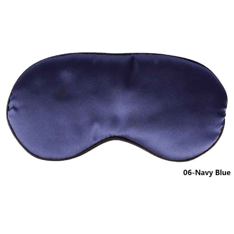 1Pcs Pure Zijde Sleep Rest Eye Mask Gewatteerde Shade Cover Travel Relax Aid Blinddoeken Eye Aid Blinder Zacht oogmasker: Navy Blue