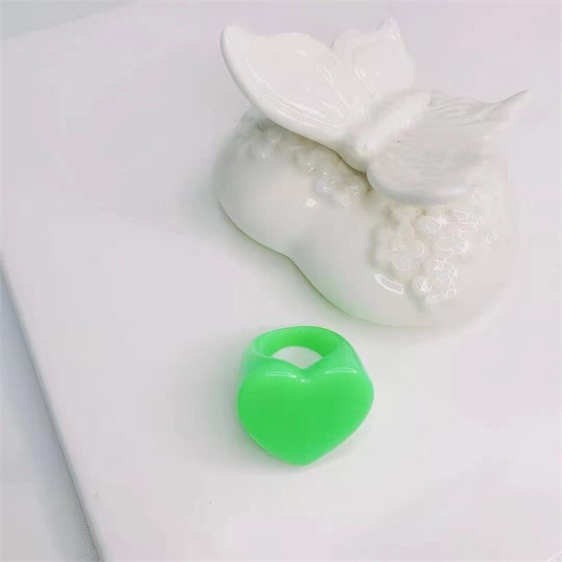 Sweet Charm Kleurrijke Hars Hart Hars Acryl Vinger Ringen Voor Vrouwen Meisjes Eenvoudige Zomer Partij Sieraden: 5