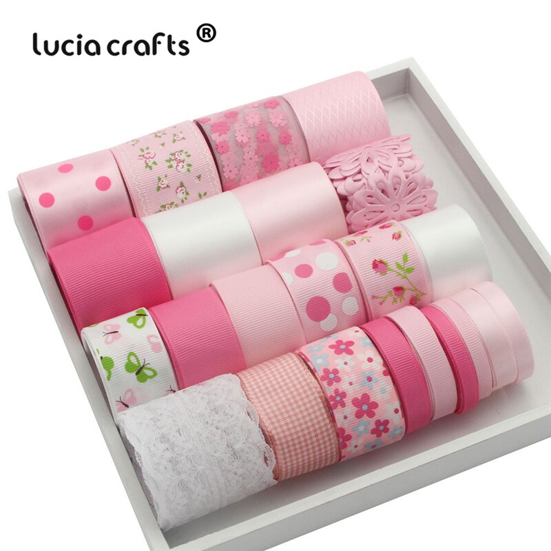 Lucia Ambachten Satijn/Grosgrain/Organza Lint Set Trim Kant Stof Diy Hairbow Materialen Mix Stijl S0604