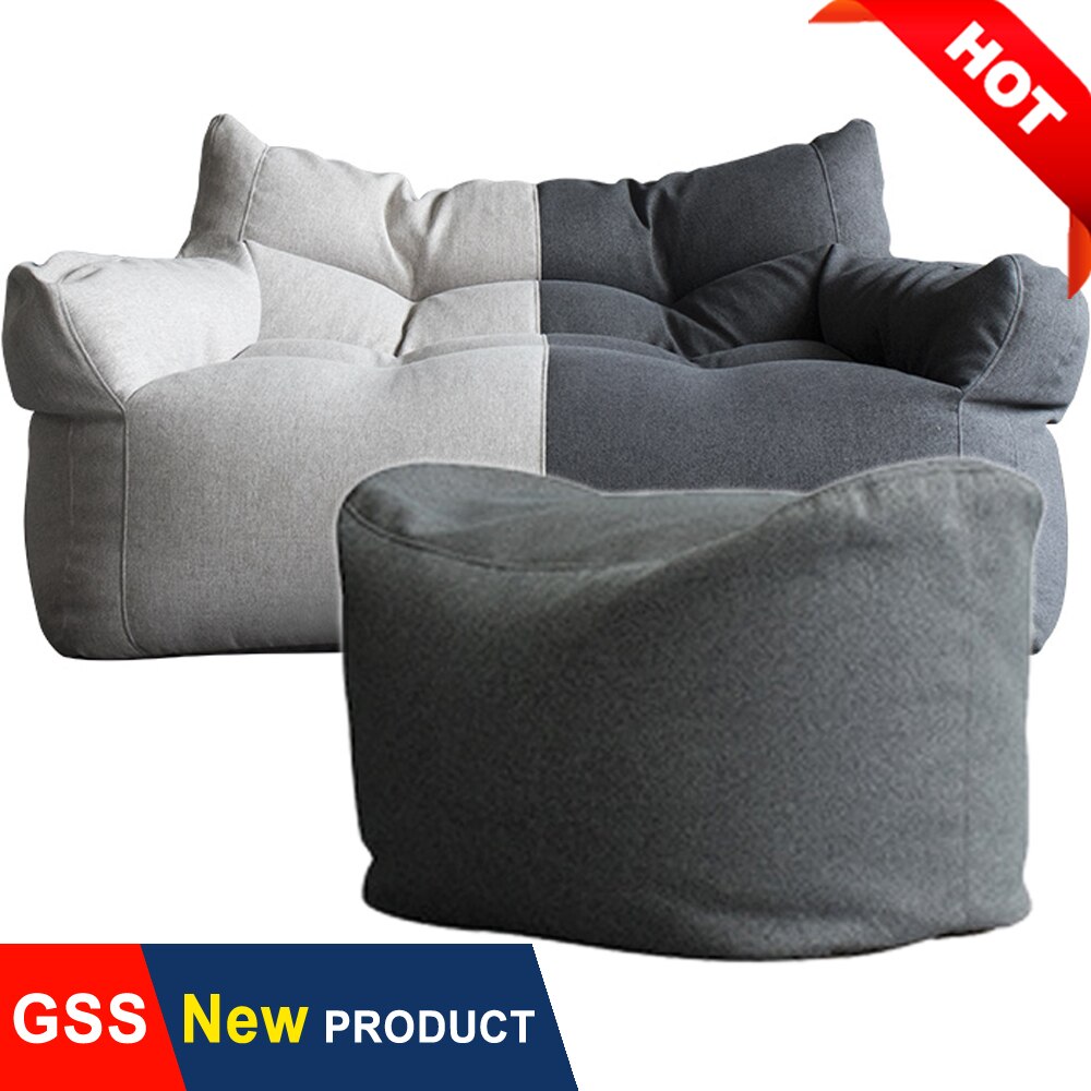 Riesen Sitzsack Sofa Stuhl Footsool Abdeckung Keine Füllstoff Boden Sitz Tatami Puff Ottomane Hocker Baumwolle Leinen Faul Sofa Couch liege
