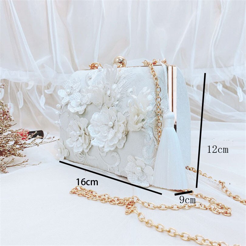 Schild Kupplung Taschen 3D Blumen- Elegante Abend Tasche Kette Schulter Tasche Frauen Perlen Handtaschen Brieftaschen Abend Tasche Für Hochzeit Braut