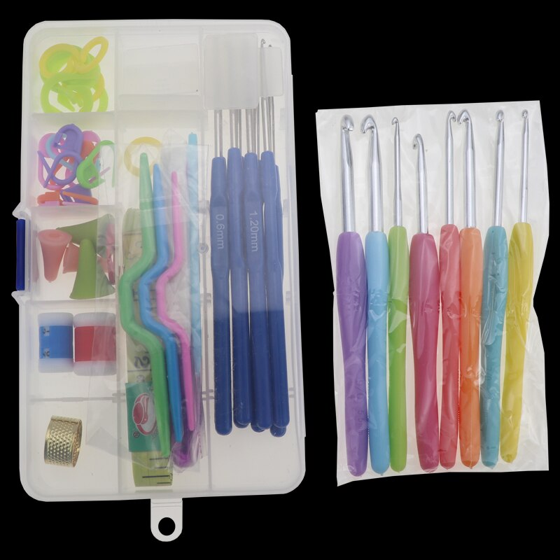 57 in 1 Full Set DIY 16 sizes Crochet Hooks Needles Stitches Knitting Craft Case Crochet agulha set Weaving Tools Sewing Tools