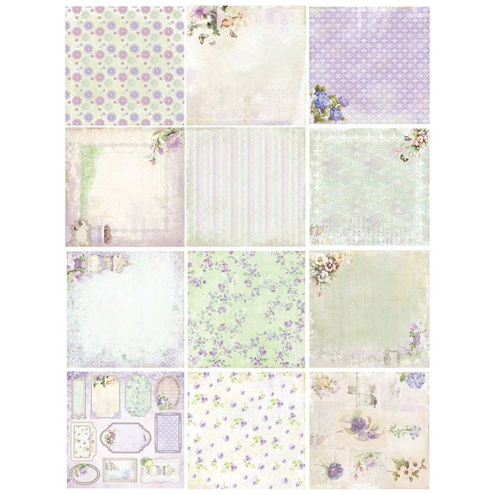 24-in-1 Scrapbook Paper Backing Background DIY Decorative Paper Pads for Box Scrapbook Greeting Card