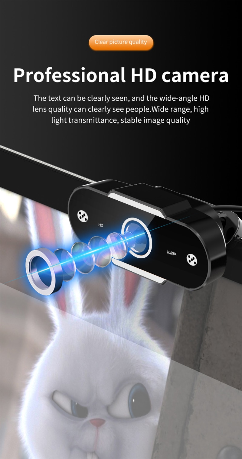 Full HD 1080P 2K Webcam USB avec micro Mini caméra d'ordinateur Flexible rotatif pour ordinateurs portables Webcam de bureau caméra éducation en ligne
