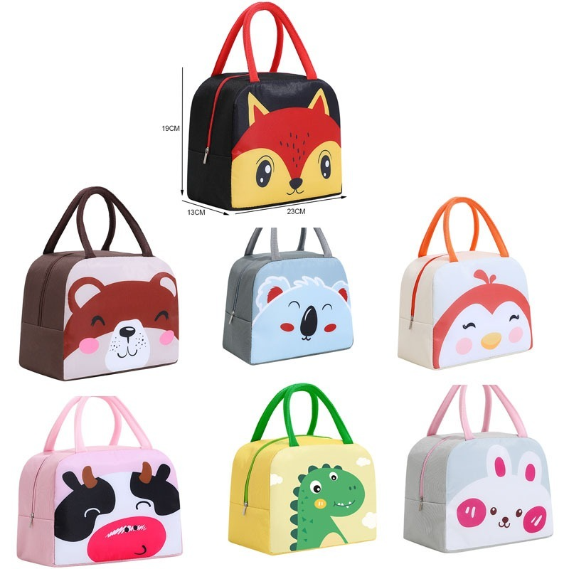Bolsa de almuerzo de dibujos animados, lonchera térmica portátil, bolsa de suministros de picnic, tipo de biberón para niñas y niños