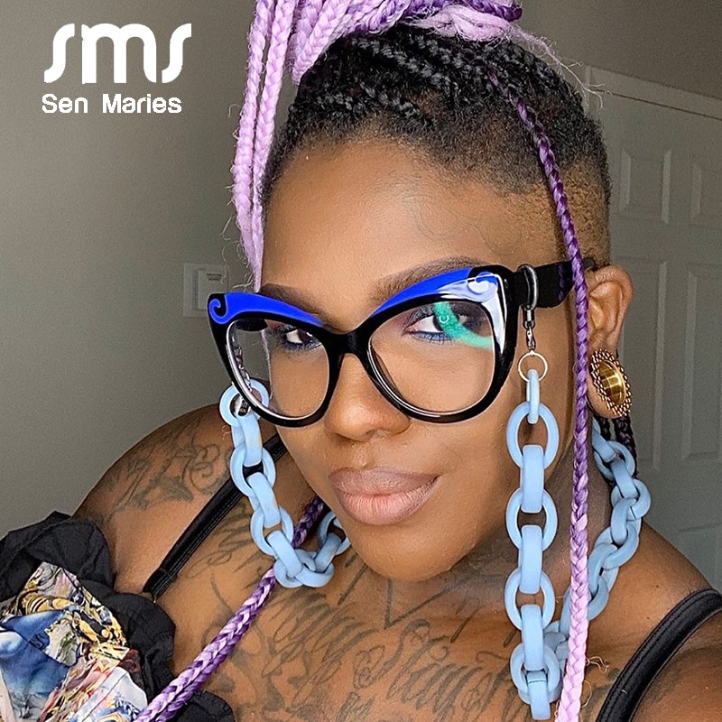 Monture de lunettes œil de chat pour femmes, monture de lunettes optiques, Anti-bleu, pour hommes, lunettes à verres transparents