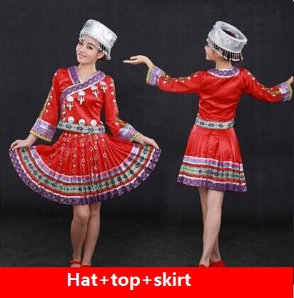 Femmes Hmong Miao vêtements ancienne danse traditionnelle chinois robe de danse folklorique grande taille Miao Hmong vêtements costumes de scène: L