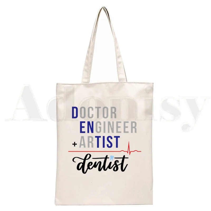 Tooth and Dentist Graphic Aesthetic Funny Handbags Shoulder Bags Casual Shopping Girls Handbag Women Canvas Bag: Blue