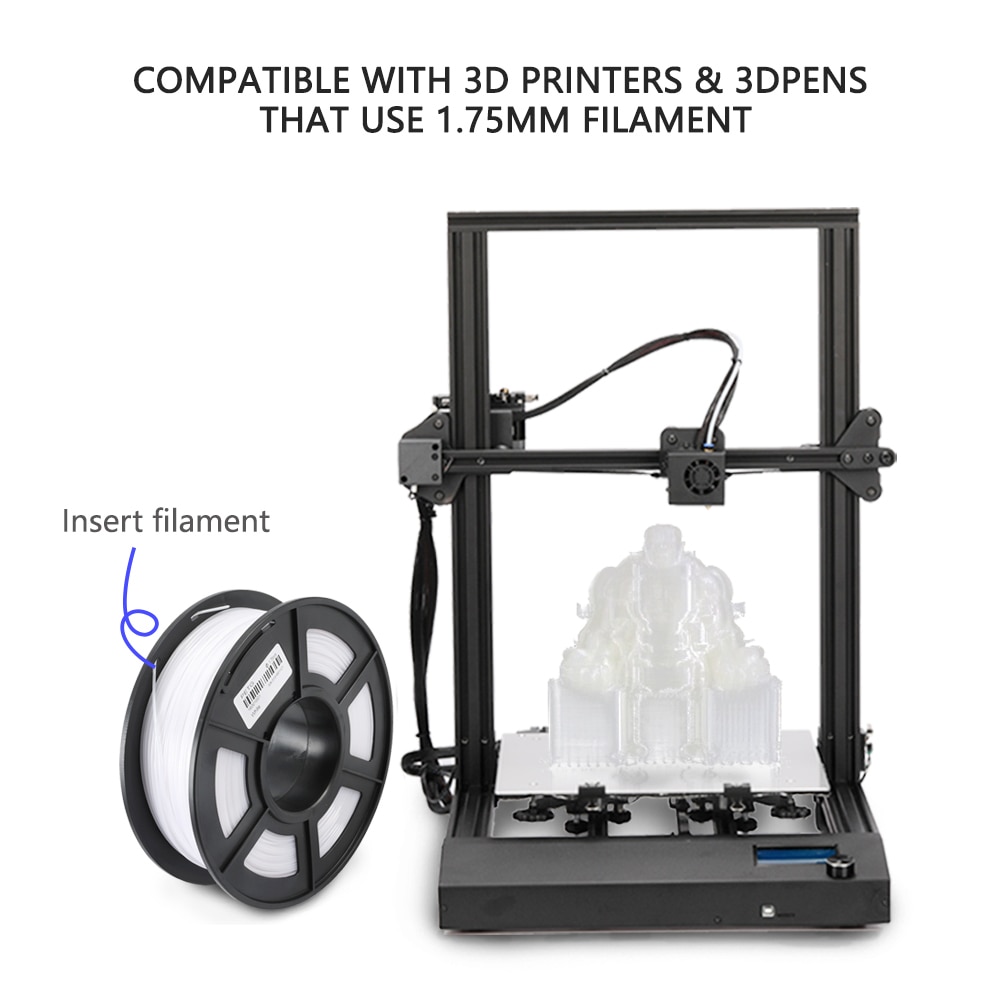 blanc PETG 3D imprimante Filament 1.75mm Transparent blanc plastique tolérance +/-0.02mm pour bricolage impression rapide