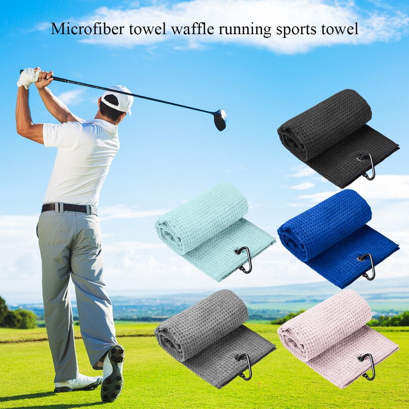 Golf Towel Waffle Pattern Cotton with Carabiner Cleaning Towels Microfiber Hook Cleans Clubs Balls Hands Microfiber Towel