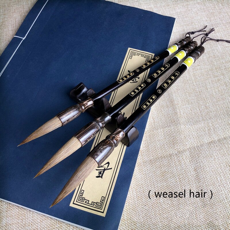 Top Grade 3Pcs/Set Chinese Traditional Calligraphy Pen Traditional Calligraphy Drawing Writing Painting Brushes with Box