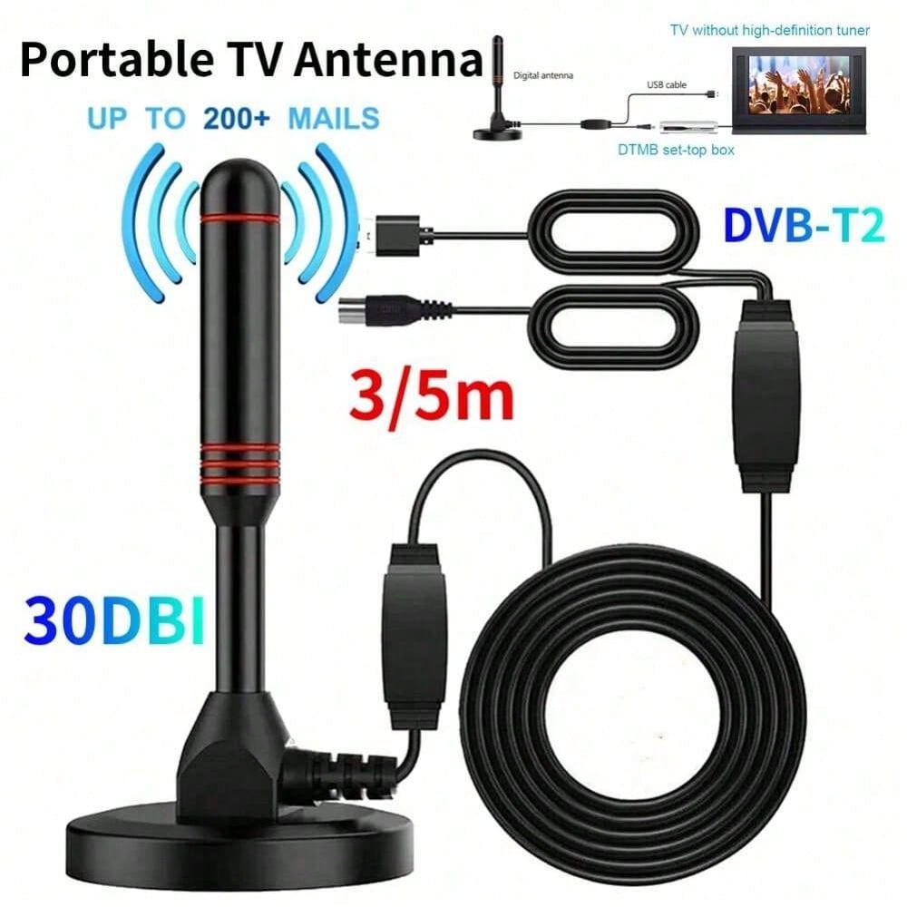 Hd digital tv-antenne indendørs forstærket dab-antenne 200 miles ultra hdtv med forstærker vhf/uhf hurtigrespons udendørs antennesæt