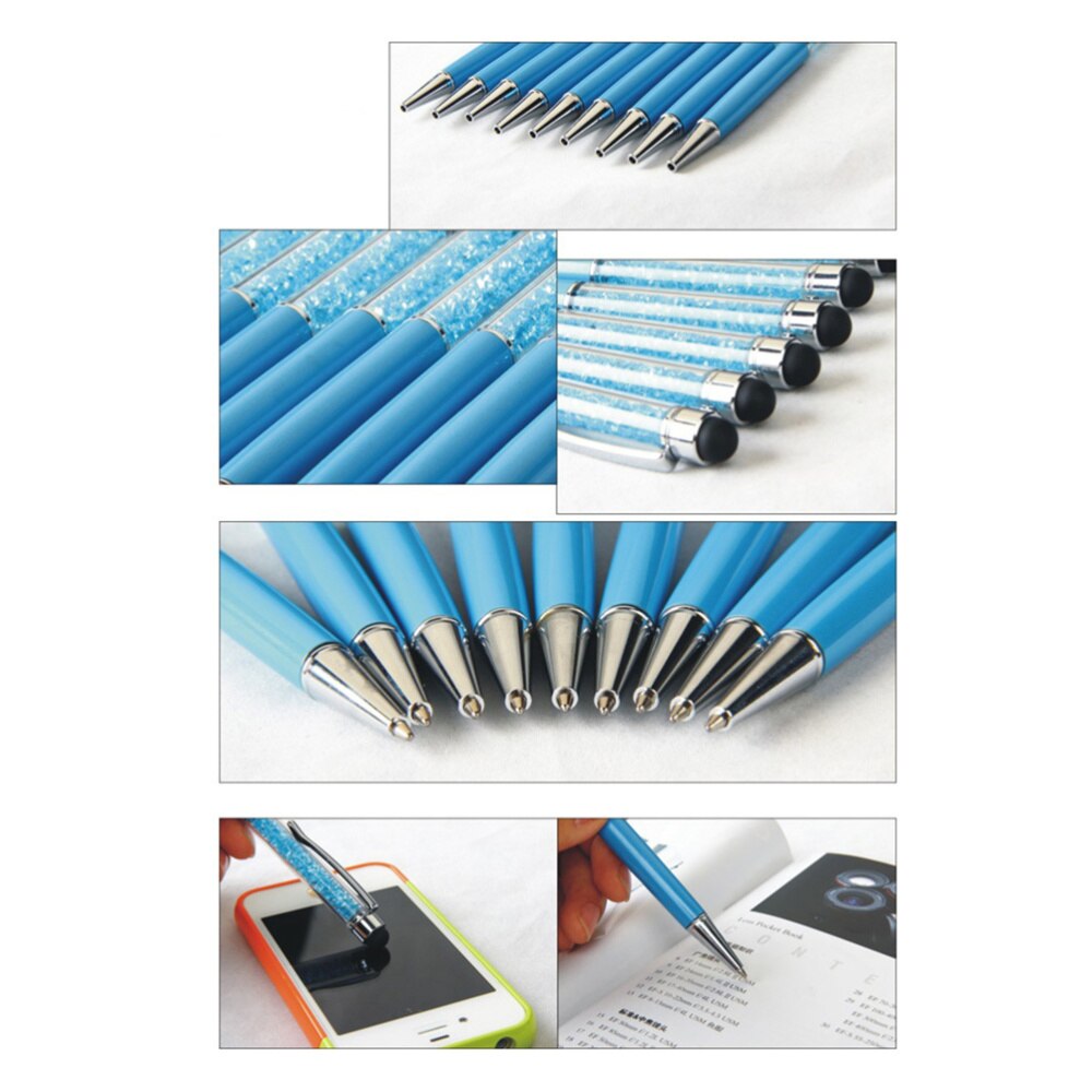 2pcs Stylus Pens 2-in-1 Multi Function Stylish Bling Slim Crystal Diamond Stylus and Ink Ballpoint Pens for All Capacitive Touch