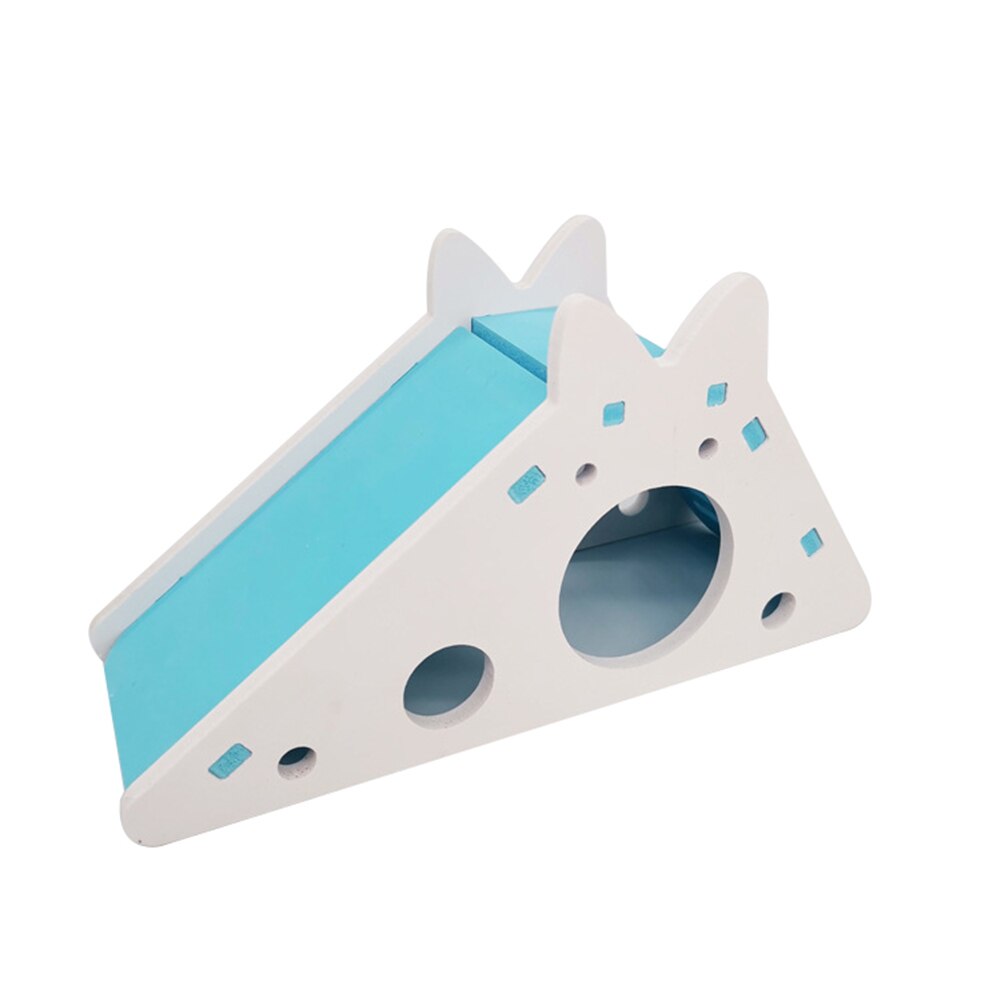 Hamster Hideout Assembled Hamster Slide Toy Wooden Hamster House Nest With Ladder Slide For Guinea Pig Hamster Exercise Toy: Blue