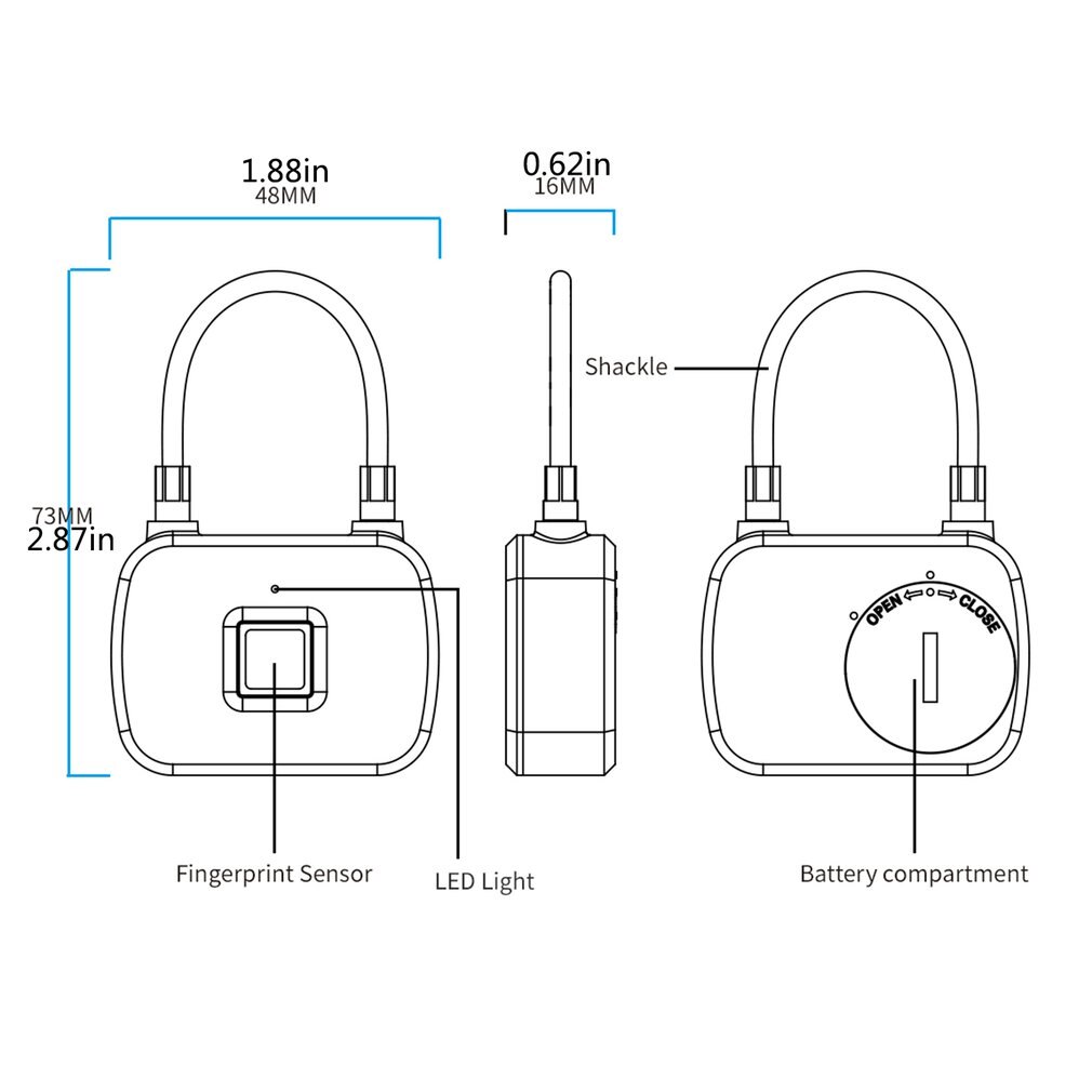 Mini Unlock Rechargeable Smart Lock Keyless Waterproof Fingerprint Lock Anti-Theft Security Padlock Door Luggage Backpack Lock