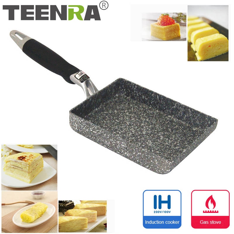 TEENRA Aluminium Gebakken Eieren Pannen Mini Vierkante Non-stick Japanse Stijl Koekenpan Gebakken Eieren Pannen Maker ontbijt Pot