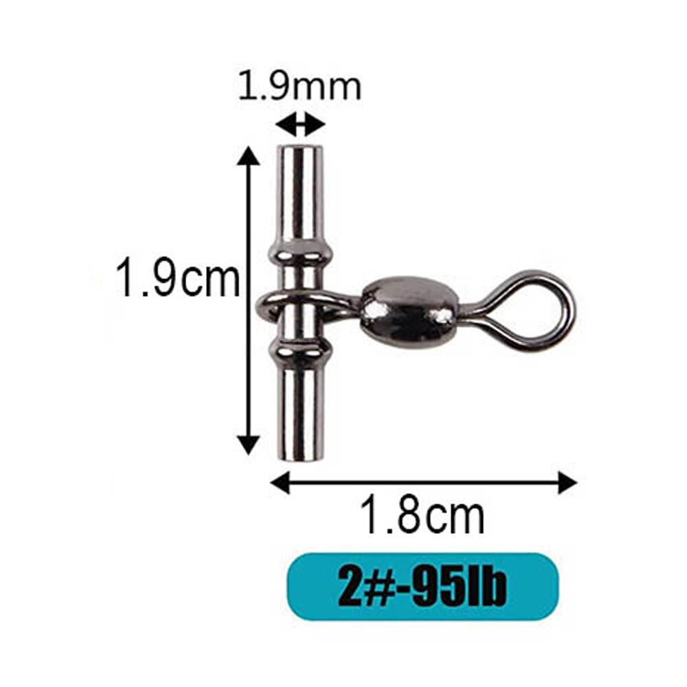 70Pcs 3 Way Cross Line Barrel Fishing Swivels Deep rig Crimp sleeves Crane Swivel Brass Fishing connectors Tackle: Size 2