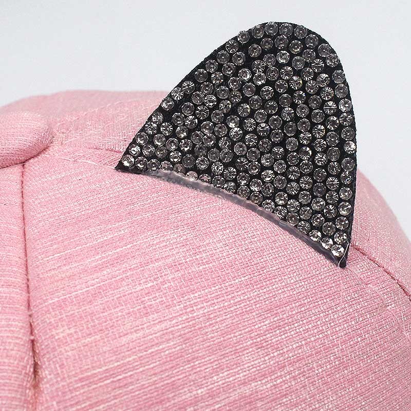Gorra de béisbol con orejas de gato y diamantes para niña, gorro de béisbol con orejas bonitas, ajustable, Hip Hop, Snapback, para verano