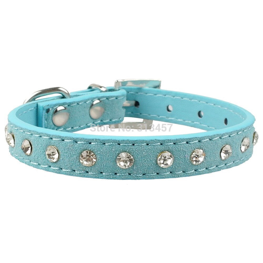 Strass Halsband voor Chihuhua Zachte Suède Kleine Halsbanden Crystal Kat Kraag voor Kleine Hond Puppy Cat 3 maten