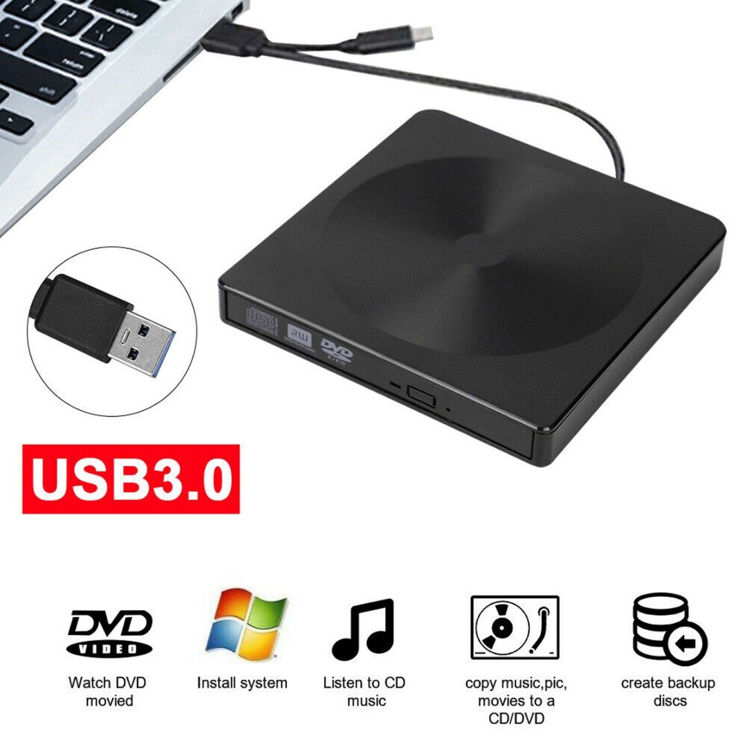 Gravador de dvd/cd externo tipo c, dispositivo externo de gravação de dvd/cd com usb 3.0 para computador e notebook de alta velocidade, gravador de cd e drive portátil de alta velocidade