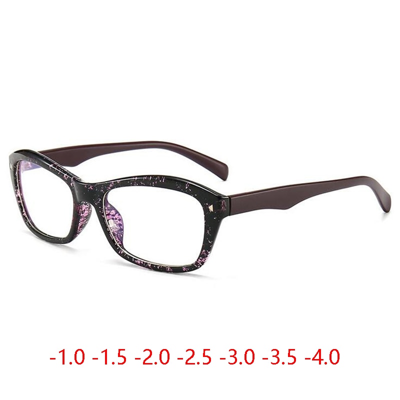 Lila leopardbåge minus lins dioptri glasögon manliga fyrkantiga kortsynta glasögon myopes lunetter  -100 -150 to -400