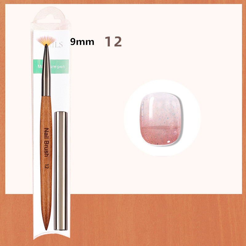 Juego de pinceles para decoración de uñas, 12 Uds., pincel para delineador de uñas, bolígrafo para pintar uñas, pinceles acrílicos para Gel UV, herramienta de manicura ombré de cristal, pincel para uñas: Rosa